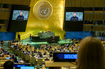 Volodymyr Zelensky at the UN.