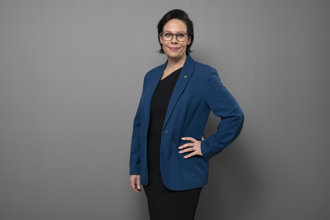 Maria Malmer Stenergard in a blue suit