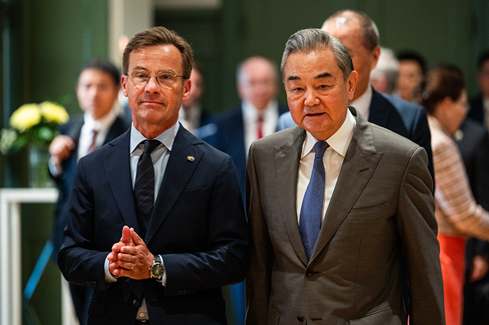 Prime Minister Ulf Kristersson and  China’s Minister of Foreign Affairs Wang Yi.