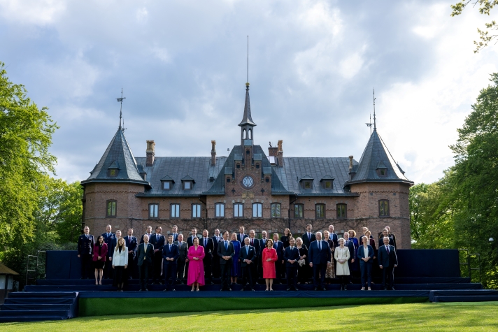 Picture showing the participants in the informal dinner in front of Sofiero Castle